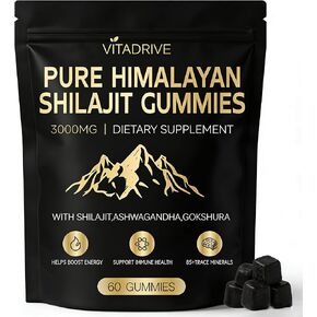 Himalayan Natural Shilajit Gummies, Shilajit Gold Gummies Energy Boost, 85+ Trace Minerals and Fulvic Acid for Energy Boost, All-Natural Sugar-Free Vegan for Men & Women, 60 Count in Saudi Arabia