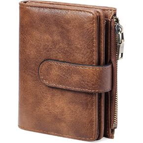 GOIACII Small Wallet Women RFID Blocking Trifold Clutch Ladies Credit Card Holder Zipper Pocket Wallets for Women Brown in Saudi Arabia