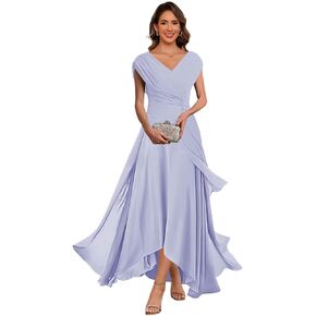 Cape Sleeve Chiffon Mother of The Bride Dresses Ruched Aline Formal Evening Dress ZU065 in Saudi Arabia