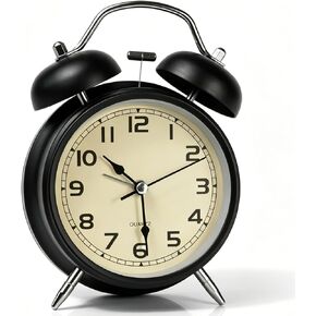 Loud Alarm Clock for Heavy Sleepers, 4" Silent Non Ticking Table Clock with Night Light Vintage Big Ben Twin Bell Alarm Clocks for Bedrooms Desk Gift for Children and Adults in Saudi Arabia