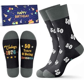Jeasona 50th Birthday Gifts for Him Men Birth in 1976 Male 50 Years Socks Crew Cotton Funny Present for Husband Dad Brother Friend turning 50, Black Size 7-13 in Saudi Arabia