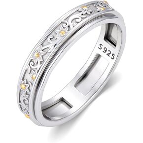 Sunflower Spinner Ring for Women 925 Sterling Silver Anxiety Rotatable Sunflower Ring for Gifts in Saudi Arabia