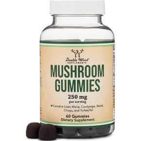 Double Wood Supplements Mushroom Gummies Supplement 60 Count (250mg per Serving) - Lions Mane, Cordyceps, Reishi, Chaga, and Turkey Tail Extracts (for Immune Support) in Kuwait