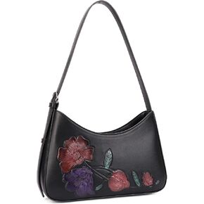 Shoulder Bag for Women Floral Embossed Vegan Leather Small Hobo Purse Crescent Underarm Daily Handbag with Adjustable Strap in Saudi Arabia