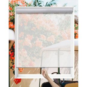 Tonature Custom Size Light Filtering Roller Shades for Windows Blinds Cordless Roller Blinds Sheer Shades Transparent UV Protection Solar Window Shades for Home White Cord/Cordless/Motorized in Saudi Arabia