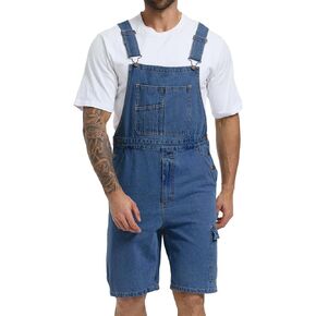 WORK IDEA Men's Denim Overalls for Men Jean Shorts, 100% Cotton, Relaxed Fit, Multi-Pocket Design Jumpsuit in Saudi Arabia