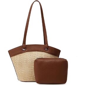 Small Style French Retro Straw Beach Tote for Women, Classic Woven Shoulder Bags, Travel Bag with Inner Liner in Saudi Arabia
