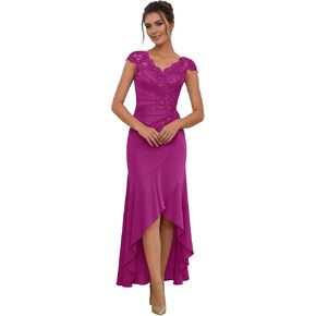 Mother of The Bride Dresses for Women Lace Mermaid Cap Sleeve Tea Length Mother of The Groom Dresses for Wedding in Saudi Arabia