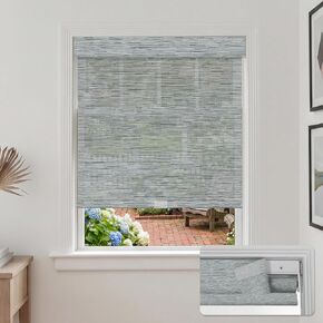 No Drill Blinds for Indoor Windows, Light Filtering Roller Shades,3% Openness Solar Screen Semi Sheer Roller Blinds UV Protection for Office and Home,Easy to Install.46 W x 36" H,Gray in Saudi Arabia