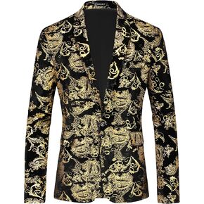 Men's Floral Velvet Tuxedo Blazer, Slim Fit Gold Paisley Printed Dinner Jacket, Luxury Formal Dress Tuxedo for Men in Saudi Arabia
