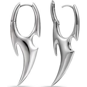 PUNKYOUTH Sharp Line Fluid Curve Earrings 18G 1mm Piercing Jewelry Edgy Minimalist Modern Claw Spike Huggie Hoop Dangle Drop For Women Men Polished Statement Everyday Wear Fashion Accessories in Saudi Arabia