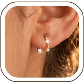 Gold Hoop Earrings for Women Trendy, 14K Gold Hypoallergenic Huggie Ardant Backless Half Hoop Earrings for Women CartilageTiny Twist Earring Stack Lightweight Wedding Jewelry Prom Gifts in Saudi Arabia