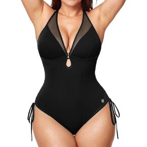 Popilush Bathing Suit for Women Tummy Control Shapewear Swimsuit Mesh One Piece Slimming Swimsuit with Built-in Bra in Kuwait