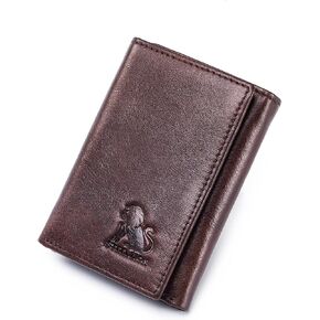 Trifold Wallet for Men and Women, RFID Blocking Cowhide Leather Wallet with 2 Clear ID Windows, 11 Card Slots, Slim Design and Snap Closure for Everyday Carry, Travel and Gifts (Green) in Saudi Arabia