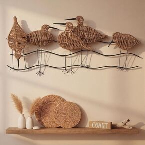RattanView Wicker Coastal Seagull Wall Decor Seagull Wall Art Hanging Decors Handmade Wicker Beach Ocean Theme Ornaments Coastal Sculpture for Boho Bathroom Indoor Outdoor Art in Saudi Arabia