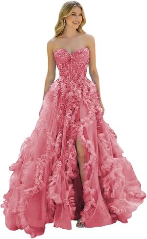 Tulle Prom Dress for Women Sweetheart Strapless A-Line Wedding Guest Dresses for Women Teens 2026 in Kuwait