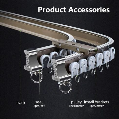 Aluminum Alloy Curtain Tracks,Flexible Aluminum Curtain Track 4.5m (14.8ft) - Bendable Double Rods for Living Room & Bedroom, Quiet Operation, Durable Brass Finish, Ideal for Easy Installati in Kuwait