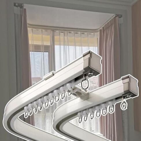 Aluminum Alloy Curtain Tracks,Flexible Bay Window Double Curtain Track System, Curved Aluminum Rail for Ceiling/Walls, Adjustable Room Divider, 130cm (4.3ft), Ideal for Home Décor and Space in Kuwait