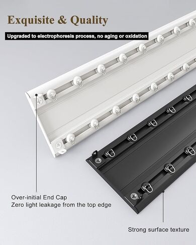 Aluminum Alloy Curtain Tracks,Ultra-Thin Black Aluminum Alloy Double Track Curtain Rod 5.2ft with Rollers & End Caps - Perfect Room Divider for Home Decor & Space Management in Kuwait