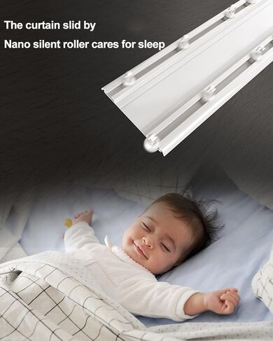 Aluminum Alloy Curtain Tracks,Ultra-Thin Black Aluminum Alloy Double Track Curtain Rod 5.2ft with Rollers & End Caps - Perfect Room Divider for Home Decor & Space Management in Kuwait