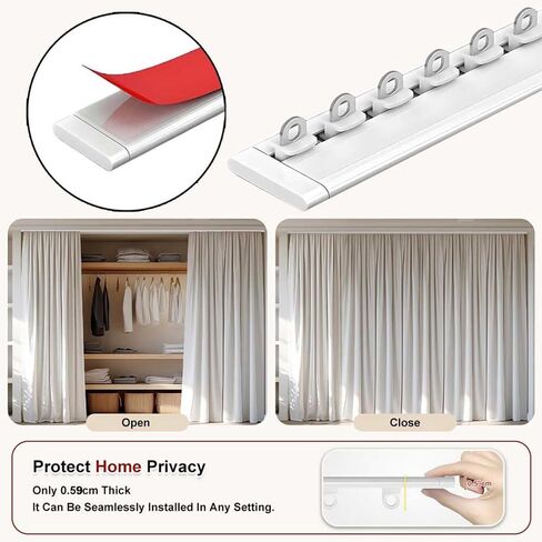 Aluminum Alloy Curtain Tracks,Ultra-Thin Aluminum Ceiling Curtain Track - 2m/6.6ft Sliding Rail for Curtains, Room Divider, Wall Installation, Adjustable Length (1m-6m) - Perfect for Home De in Saudi Arabia