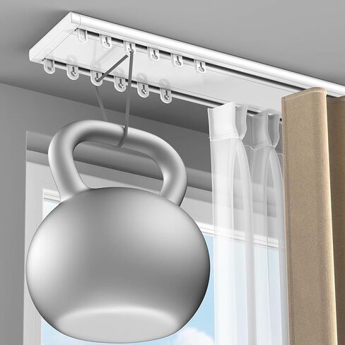 Aluminum Alloy Curtain Tracks,16.4ft Silent Double Row Curtain Track Rail - Aluminum Alloy Ceiling Mount Drape System for Smooth Gliding Curtains in Bedroom & Living Room - Premium Curtain H in Kuwait