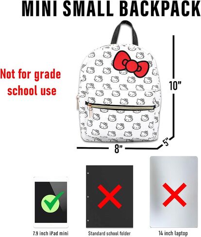 Hello Kitty Mini Backpack with Wallet Set - Bundle with 10" Faux Leather Backpack with Front Pocket and Card Organizer for Women | Hello Kitty Backpack Purse Travel Set in Kuwait