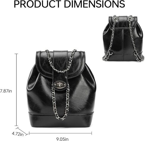 Vegan Leather Bucket Bag, Convertible Mini Backpack Purse for Women with Chain Strap Black in Kuwait