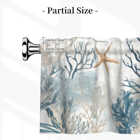 Coastal Coral Starfish Valances for Windows Curtain Valance for Kitchen Bathroom Bedroom Living Room Window Treatment Decor Curtains Rod Pocket 54x18 Inch in Saudi Arabia