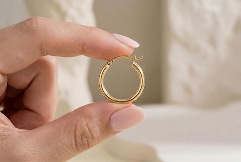 14K Gold Hoop Earrings for Women 14K Gold Earrings Classic Shiny Polished Round Big Hoop Earring for Women Hypoallergenic Womens Earring Hoops 20/30/40/50mm in Kuwait