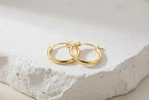 14K Gold Hoop Earrings for Women 14K Gold Earrings Classic Shiny Polished Round Big Hoop Earring for Women Hypoallergenic Womens Earring Hoops 20/30/40/50mm in Kuwait