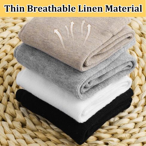 Twistover 4 Pairs Knee High Linen Socks for Men Thin Moisture-wicking Breathable Linen Socks Dress Stockings for Outfits Formal Wear Combinations Casual Working in Kuwait