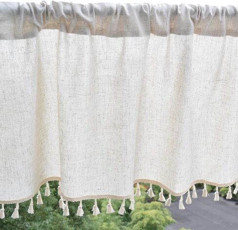 Molaxhome Boho Linen Valances for Windows,Kitchen Valances with Tassel,Country Rustic Window Treatments for Bedroom Decors Farmhouse in Saudi Arabia