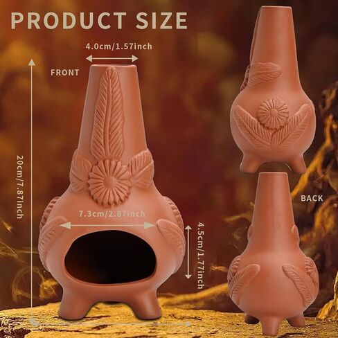 Palo Santo Holder, Ceramic Incense Burner for Wood Sticks, Sage, Cones,Mini Chimenea Palo Santo Burner with Ash Brush for Meditation Yoga Spa Room Decor in Saudi Arabia