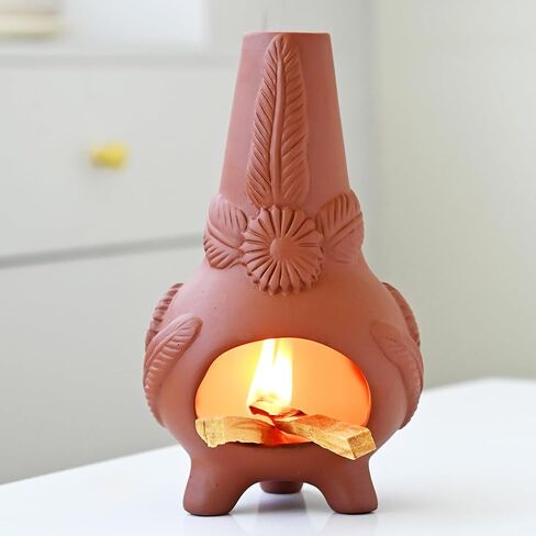 Palo Santo Holder, Ceramic Incense Burner for Wood Sticks, Sage, Cones,Mini Chimenea Palo Santo Burner with Ash Brush for Meditation Yoga Spa Room Decor in Saudi Arabia