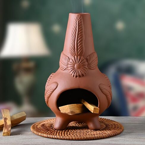Palo Santo Holder, Ceramic Incense Burner for Wood Sticks, Sage, Cones,Mini Chimenea Palo Santo Burner with Ash Brush for Meditation Yoga Spa Room Decor in Saudi Arabia