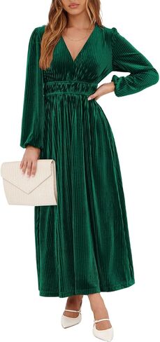 Sissyaki Women's Long Sleeve Velvet Dresses Fall Winter Long Dress Wedding Guest Party Maxi Dress in Saudi Arabia