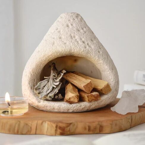 sage and palo Santo Chimney Burner Holder Incense Holder, Cone Burner Mini Chiminea Smudge Palo Santo Holder for Home Cleansing Meditation & Manifestation Gift in Saudi Arabia