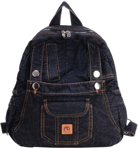 Mini Denim Backpack Women Men - Vintage Canvas Daypack Cute Shoulder Bag Small Aesthetic Bookbag Purse Aesthetic Bag (Navy) in Kuwait