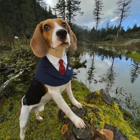 Presidential Dog Bandana Costume for Independence Day & 4th of July, Patriotic USA Pet Outfit with Red Tie & Blue Polka Dot Bow Tie, BBQ Party Photo Costume (Red, X-Small) in Kuwait