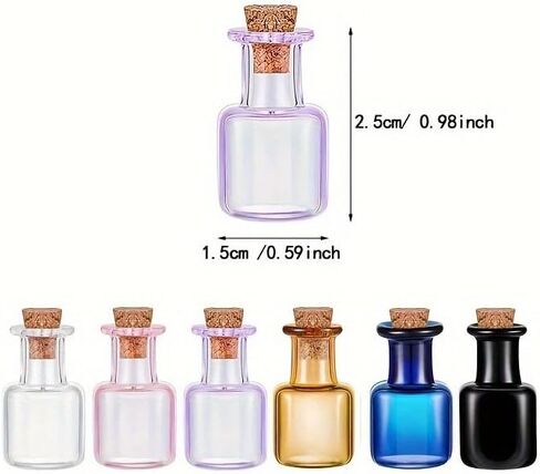 9pcs 2ml Small Rectangle Glass Color Bottles With Cork Colored Glass Bottles with Cork Stoppers Mix 9 Colors in Saudi Arabia