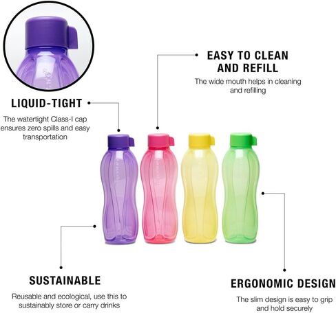 Tupperware Aquasafe 1l Bottle 4pc in Kuwait