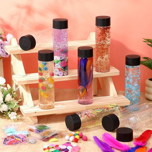 24 Pcs Sensory Bottles Kits for Kids 13.5oz 400 ml Leakproof Clear Plastic Containers with Lids Sequins Accessories Reusable Empty Water Bottles for Crafts Classroom Handmade Party Supply in Kuwait