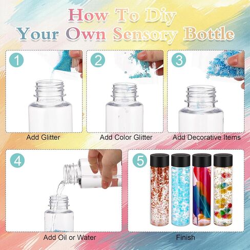 24 Pcs Sensory Bottles Kits for Kids 13.5oz 400 ml Leakproof Clear Plastic Containers with Lids Sequins Accessories Reusable Empty Water Bottles for Crafts Classroom Handmade Party Supply in Kuwait