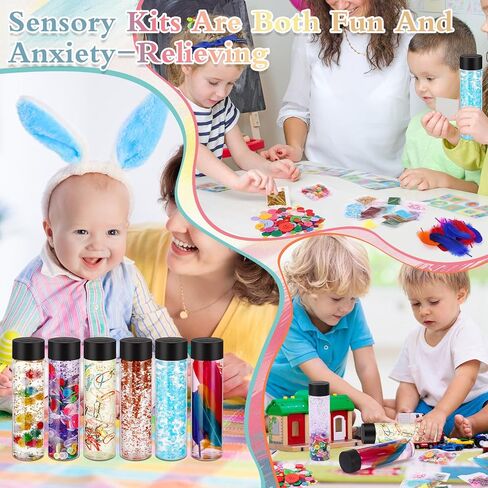 24 Pcs Sensory Bottles Kits for Kids 13.5oz 400 ml Leakproof Clear Plastic Containers with Lids Sequins Accessories Reusable Empty Water Bottles for Crafts Classroom Handmade Party Supply in Kuwait
