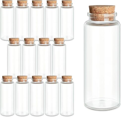 15-Pack 1.35 oz (40 ml) Glass Bottles with Cork Stoppers – for Spell Bottles, Spice Jars, DIY Party Favors, Travel Memories & Plant Propagation – Empty Recyclable Containers for Crafts, Kitchen,Décor in Saudi Arabia