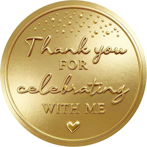 Set of 100 Thank You For Celebrating With Us Gold Foil Embossed Raised Sticker Metallic Seal Labels for Gifts Wedding Favor Graduation Party Birthday Party Stickers (With Us) in Saudi Arabia