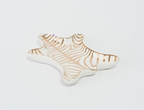 Exquisite Glazed Porcelain Jewelry Dish Tray with Decorative Figures - Luxurious Gift for Girlfriends, Sisters, and Moms | Bulk Purchase Available (1 x Gold Stripe Tiger Tray) in Saudi Arabia