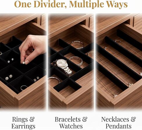 Jewelry Tray Organizer Divider Set 13.18Inch Adjustable Insert for Jewelry Boxes and Display Cases Soft Lining Strip for Efficient Storage and Protection in Kuwait