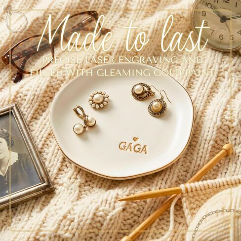 InnoBeta Gaga Gifts for Grandma, Ceramic Jewelry Tray, Decorative Trinket Dish for Rings Earrings Necklaces Bracelet, 4.75" in Saudi Arabia